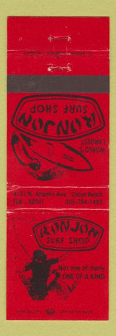 Matchbook Cover - Ron Jon Surf Shop Cocoa Beach FL RED WEAR