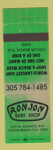 Matchbook Cover - Ron Jon Surf Shop Cocoa Beach FL GREEN WEAR