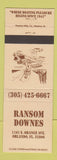 Matchbook Cover - Ransom Downes Orlando FL