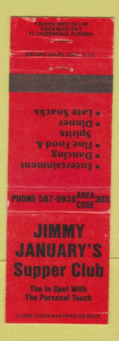 Matchbook Cover - Jimmy January's Supper Club Fort Lauderdale FL WEAR