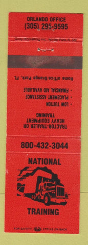 Matchbook Cover - National Training Semi Truck Driving Orange Park FL