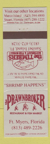 Matchbook Cover - Prawnbroker Fish Market Sanibel Island Fort Myers FL WEAR