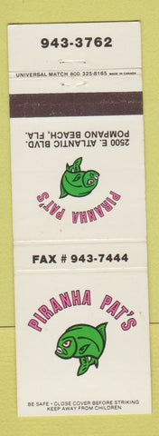 Matchbook Cover - Piranha Pat's Pompano Beach FL