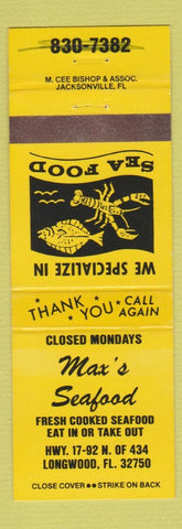 Matchbook Cover - Max's Seafood Longwood FL