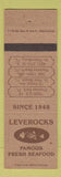 Matchbook Cover - Leverocks Seafood St Petersburg Pinellas Park Madiera Beach FL