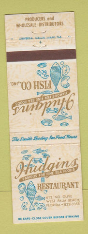 Matchbook Cover - Hudgins Seafood Restaurant West Palm Beach FL