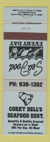Matchbook Cover - Corky Bell's Seafood Restaurant Melbourne FL Cocoa