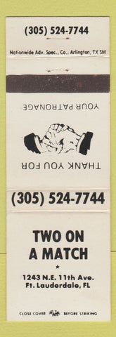 Matchbook Cover - Two on A Match Fort Lauderdale FL