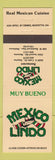 Matchbook Cover - Mexico Lindo Mexican Food Mableton Marietta Smyrna GA