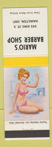Matchbook Cover - Mario's Barber Shop Hamilton ON pinup