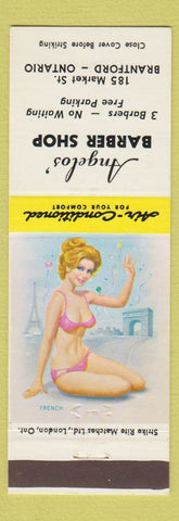 Matchbook Cover - Angelos' Barber Shop Brantford ON pinup