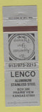 Matchbook Cover - Lenco Aluminum Stainless Steel Prairie View KS WEAR