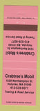 Matchbook Cover - Crabtree's Mobil oil gas Holyoke MA NEON PINK