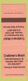Matchbook Cover - Crabtree's Mobil oil gas Holyoke MA NEON ORANGE