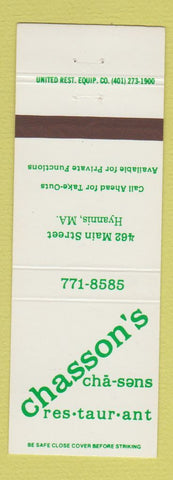 Matchbook Cover - Chasson's Restaurant Hyannis MA