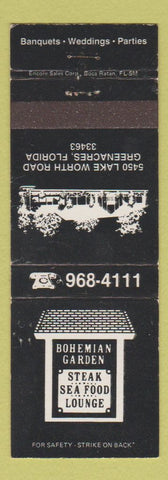 Matchbook Cover - Bohemian Garden Steak Seafood Greenacres FL WEAR