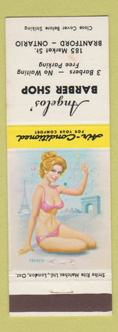 Matchbook Cover - Angelos' Barber Shop Brantford ON pinup