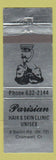 Matchbook Cover - Parisian Hair Skin Clinic Cromwell CT WEAR