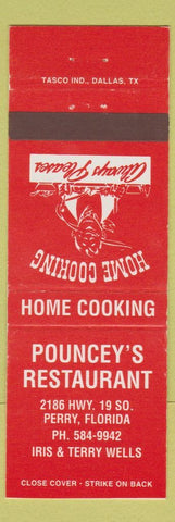 Matchbook Cover - Pouncey's Restaurant Perry FL RED