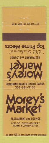 Matchbook Cover - Morey's Market Restaurant Miami FL