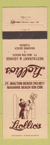 Matchbook Cover - Liollio's Restaurant Lounge Fort Walton Beach FL Navarre Beach