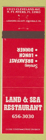 Matchbook Cover - Land and Sea Restaurant North Fort Myers FL