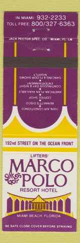 Matchbook Cover - Lifters' Marco Polo Resort Hotel Miami Beach FL