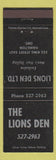 Matchbook Cover - The Lions Den Hamilton ON
