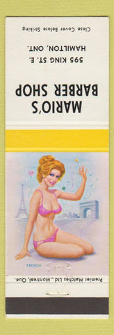 Matchbook Cover - Mario's Barber Shop Hamilton ON pinup