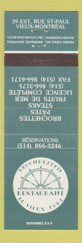 Matchbook Cover - Brochetterie Restaurant Du Vieux Port Montreal QC