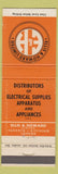 Matchbook Cover - Ellis and Howard Electrical Supply Toronto Kitchener London ON