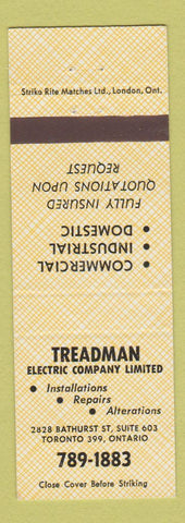 Matchbook Cover - Treadman Electric Company Toronto ON