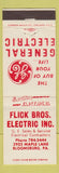 Matchbook Cover - Flick Bros Electric General Electric GE Bloomsburg PA