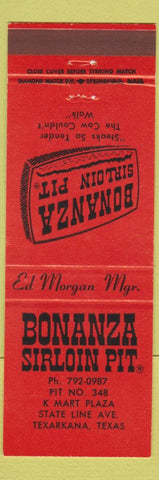 Matchbook Cover - Bonanza Sirloin Pit Texarkana TX
