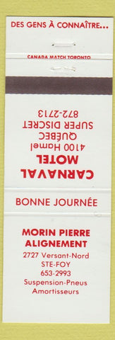 Matchbook Cover - Morgin Pierre Alignment Ste Foy QC Carnaval Motel