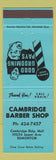 Matchbook Cover - Cambridge Barber Shop Edmonton AB