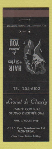 Matchbook Cover - Lionel De Charly Hair Salon Montreal QC