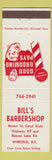 Matchbook Cover - Bill's Barber Shop Winfield BC