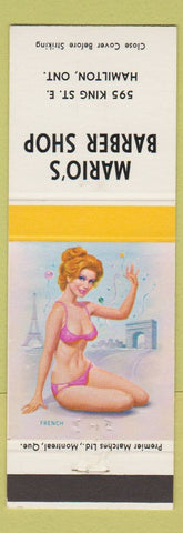 Matchbook Cover - Mario's Barber Shop Hamilton ON pinup