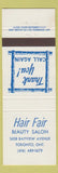 Matchbook Cover - Hair Fair Beauty Salon Toronto ON