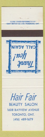 Matchbook Cover - Hair Fair Beauty Salon Toronto ON