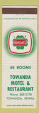 Matchbook Cover - Towanda Motel Restaurant PA Superior Motel WHITE