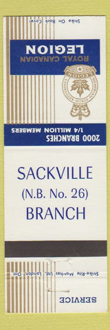 Matchbook Cover - Royal Canadian Legion Sackville Branch NB