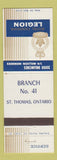 Matchbook Cover - Royal Canadian Legion St Thomas ON