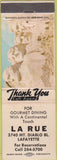Matchbook Cover - La Rue Lafayette CA