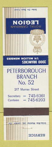 Matchbook Cover - Royal Canadian Legion Peterborough ON