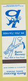 Matchbook Cover - Barrie Raceway Horse Racing Barrie ON