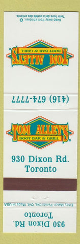 Matchbook Cover - Tom Alley's Boot Bar Grill Toronto ON