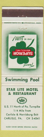 Matchbook Cover - Star Lite Motel Restaurant Carlisle PA