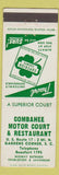 Matchbook Cover - Combahee Motor Court Restaurant Gardens Corner SC